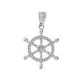Ship Wheel Pendant Necklace in Sterling Silver
