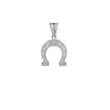 Horsehoe Charm Pendant Necklace in Sterling Silver (Large)