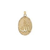 Sparkle-Cut Allah Oval Pendant Necklace in Gold (Yellow/Rose/White)