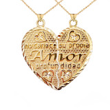 Poema de Amor Breakable Double-Sided Heart Pendant in Gold(Yellow/Rose/White)