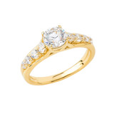 Round Sidestone Engagement Ring in Gold (Yellow/Rose/White)