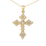 Diamond Cross Pendant Necklace in Gold (Yellow/Rose/White)