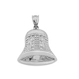 Antique Bell Pendant Necklace In Sterling Silver