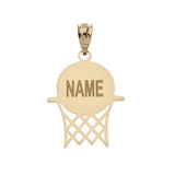 Yellow Gold Personalized Basketball Hoop Engravable Name & Number Sports Pendant