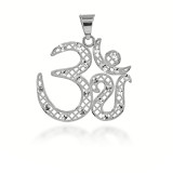 Sparkle-Cut Filigree Ohm Pendant Necklace Sterling Silver