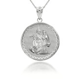 silver-radha-lord-krishna-indian-hindu-god-and-goddess-playing -flute-coin-medallion-pendant-necklace
