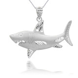 silver-satin-finish-diamond-cut-shark-pendant-medium
