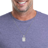 Silver Firefighter Pendant Necklace On Model