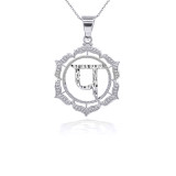 White Gold Indian Initial "P" Pendant Necklace