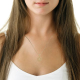 Gold Indian Initial "G" Pendant Necklace  On Model