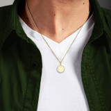 Yellow Gold Personalized Initial “M” with Diamonds Pendant Necklace on a Model 