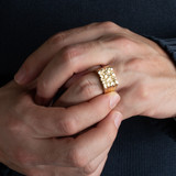 Yellow Gold Men's Elegant Nugget Ring on male model