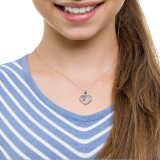  .925 Sterling Silver Quinceañera 15 Años Heart Filigree Rose Flower Pendant Necklace on female model
