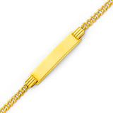Light Yellow Gold ID Men`s Cuban Bracelet- 7.5 Inches