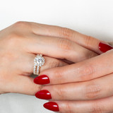 14K Gold Pave Set Diamond (CVD) Engagement Wedding Set on female model