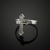 White Gold Aciculate Cross Ring
