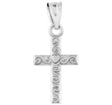 Sterling Silver Twirl Cross Charm Pendant Necklace