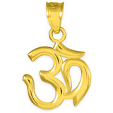 Yellow Gold Om/Ohm Pendant Necklace