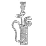 Golf Bag Silver Charm Sports Pendant Necklace