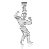 Full Bodybuilder Silver Sports Pendant Necklace