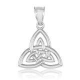 White Gold Celtic Knot Charm Triquetra Pendant Necklace