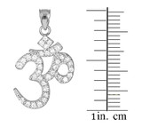 925 Sterling Silver Om Hindu Ganesh CZ Pendant with Measurements
