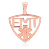 Polished Rose Gold EMT Emergency Medical Technician Pendant Necklace