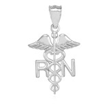 Sterling Silver Registered Nurse RN Medical Pendant Necklace
