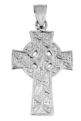 Sterling Silver Irish Celtic Cross Trinity Pendant Necklace