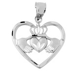 Silver Claddagh Pendant Necklace in Heart