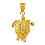 Yellow Gold Turtle Charm Pendant Necklace