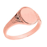 Solid Rose Gold Oval Engravable Signet Ring