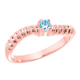 Rose Gold Curved Stackable CZ Birthstone Ring