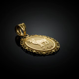 Polished Gold Aries Zodiac Sign Oval Pendant Necklace