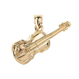Gold 3D Violin Music Charm Pendant Necklace