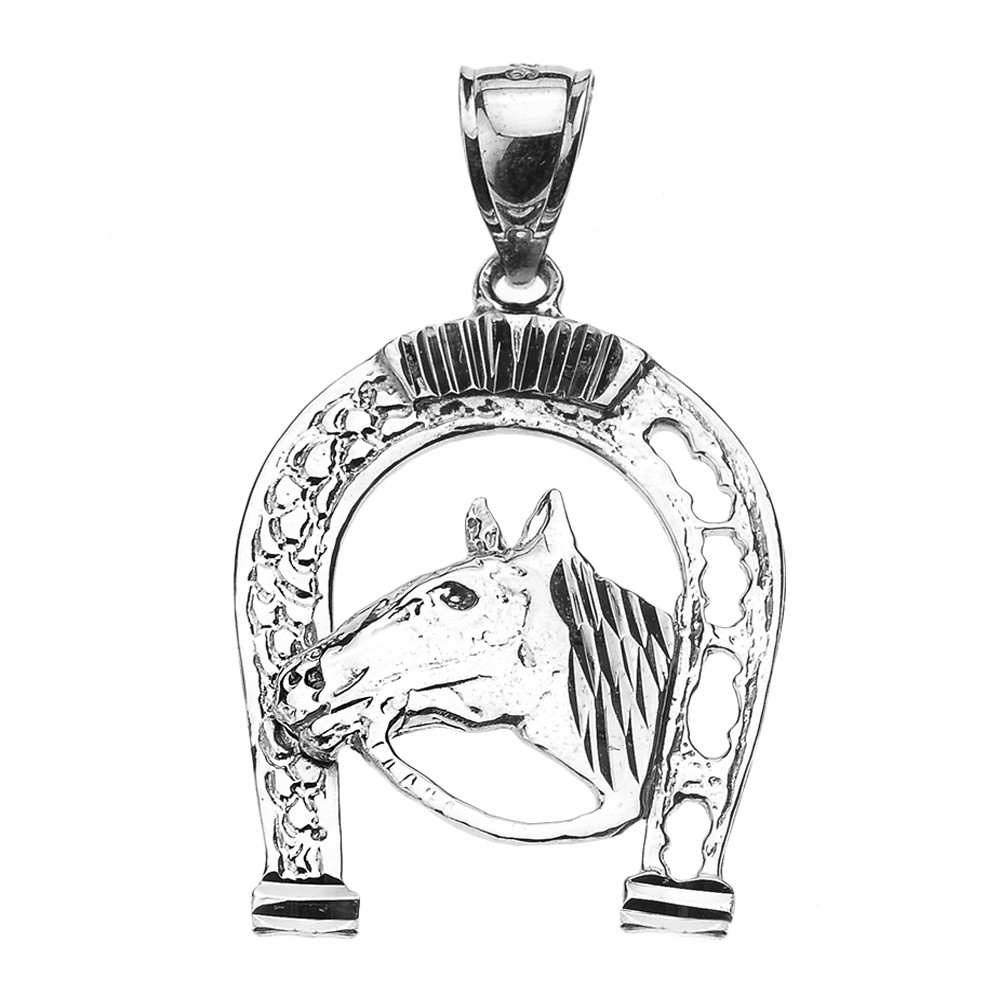 Sterling Silver Horse Head with Horseshoe Ring Horse Rings