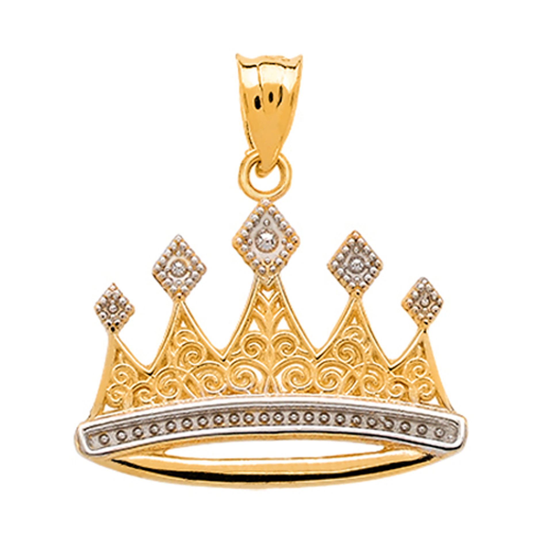Gold crown pendant with diamonds Clearance