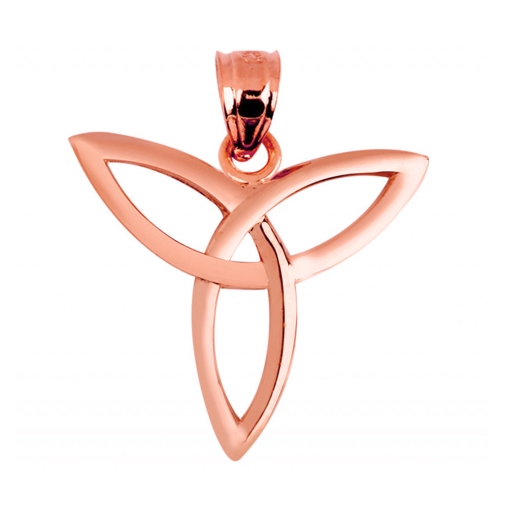 Solid Gold Celtic Trinity Cross Diamond Pendant Necklace