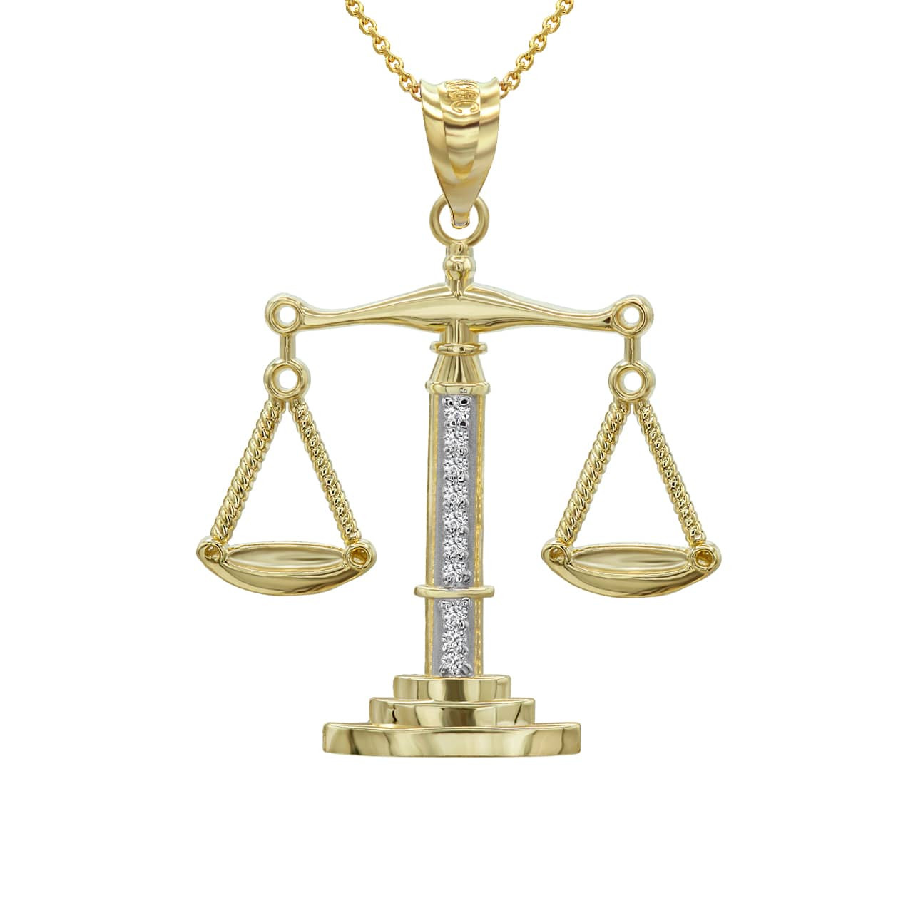 Yellow Gold Scales of Justice Pendant Necklace Gold Scales of Justice