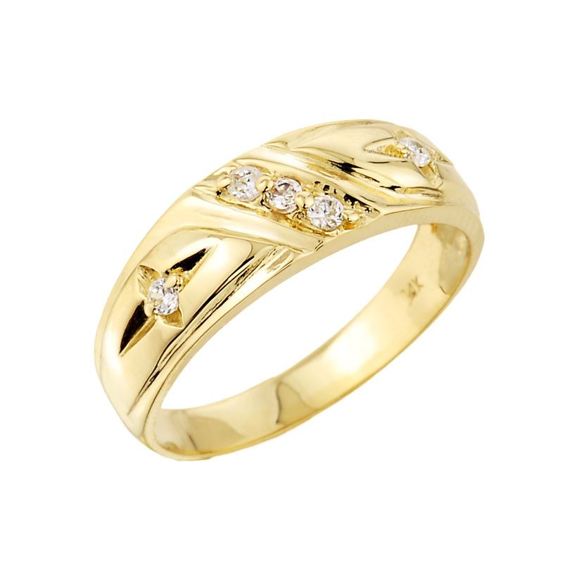 Solid Gold Men's Diamond Wedding Band Mens Diamond Ring Gold Mens