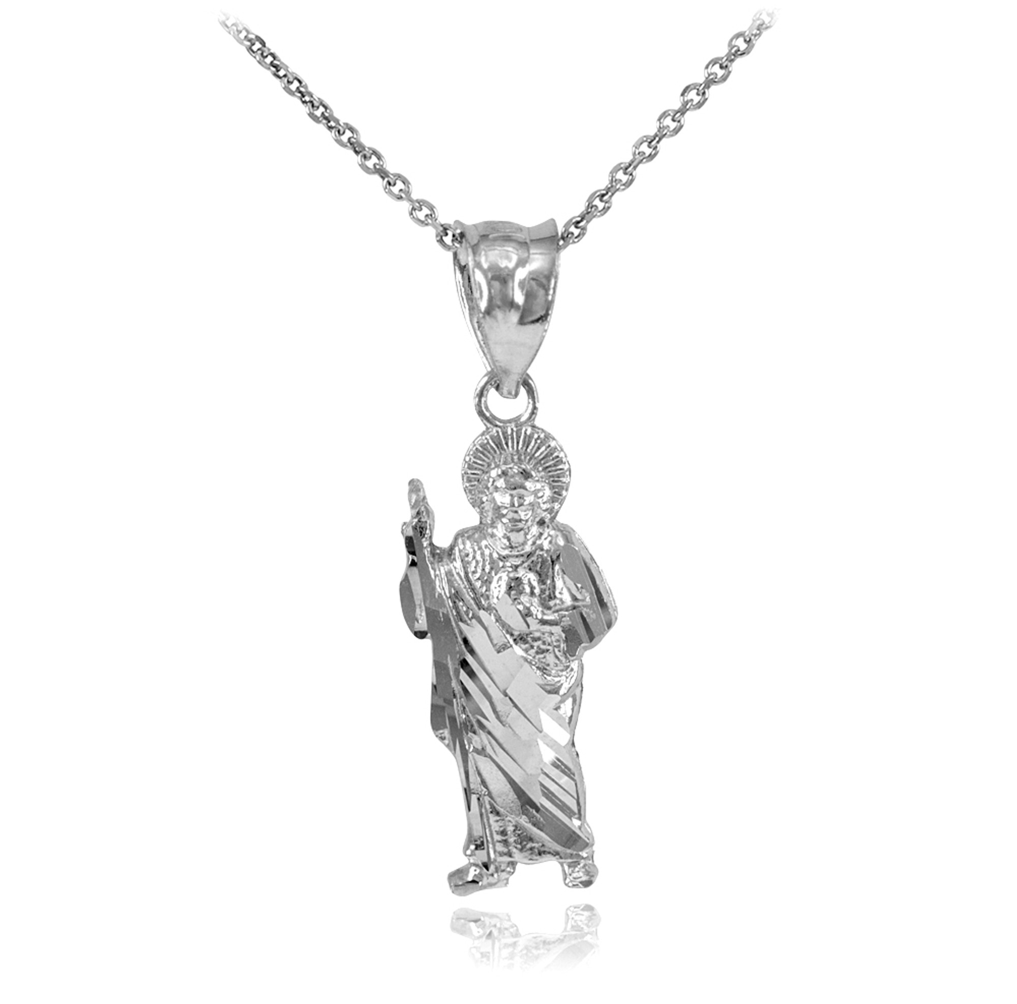 Saint Jude Necklace Silver Saint Jude Chain Religious Christian Gift