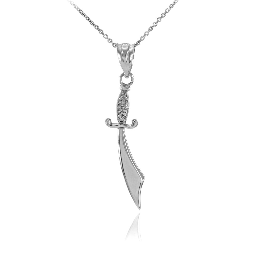 Polished Sterling Silver Scimitar Sword Necklace