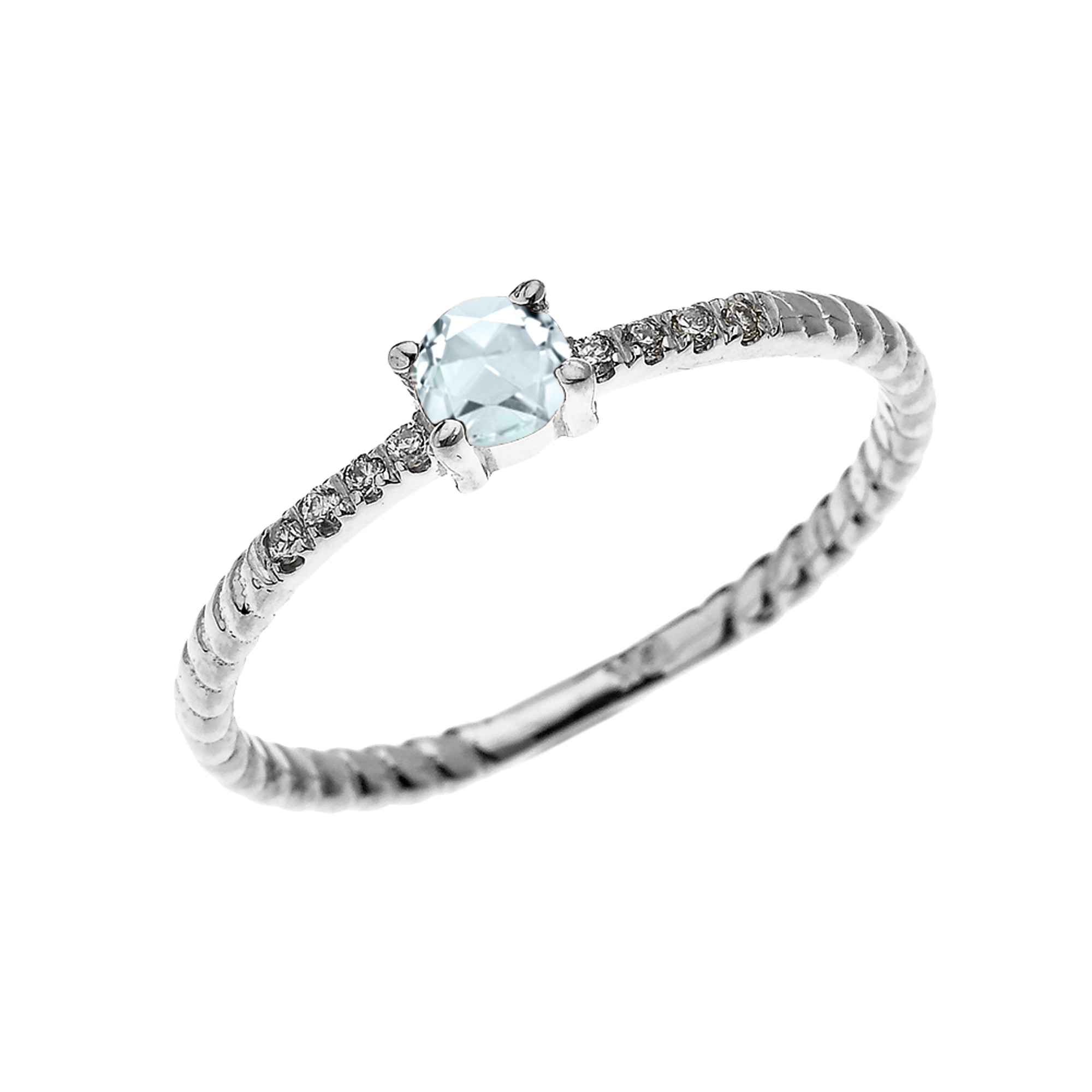 Roped Design Stackable Ring 14K White Gold