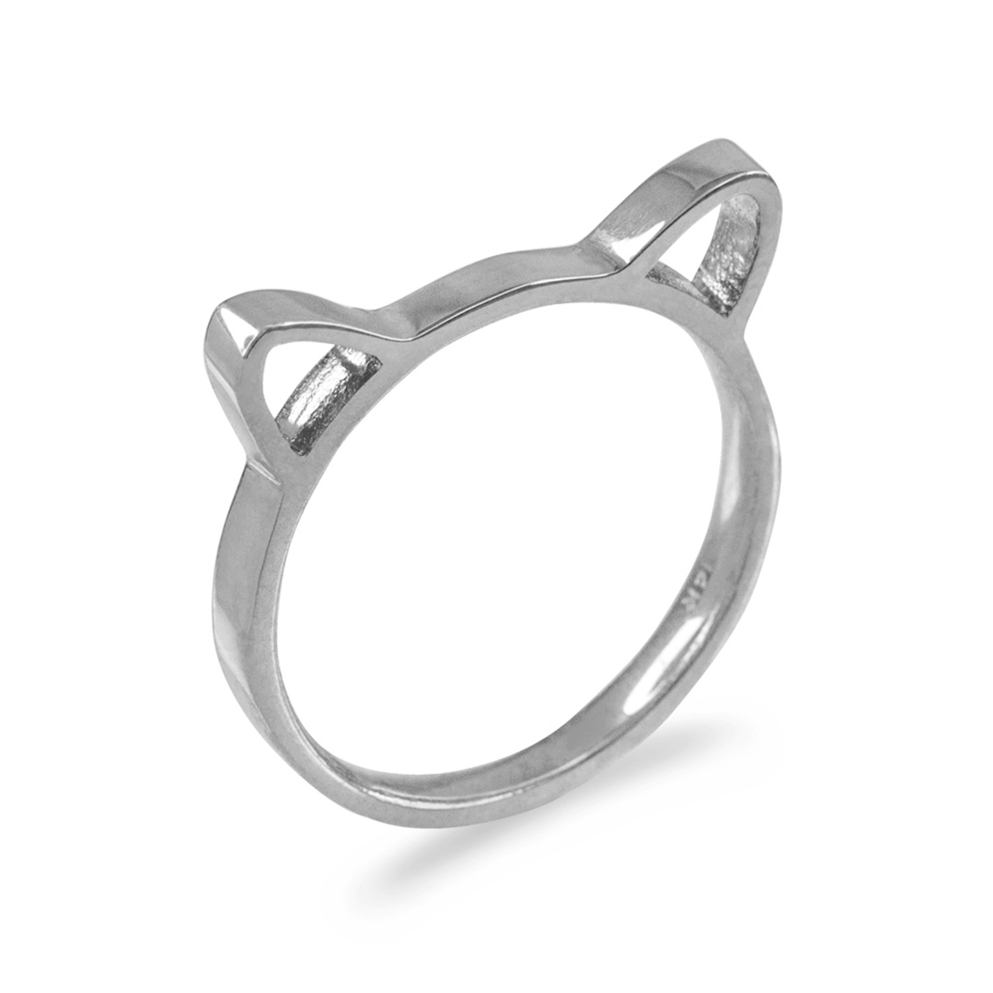 Sterling Silver Kitten Silhouette Stackable Ring Band