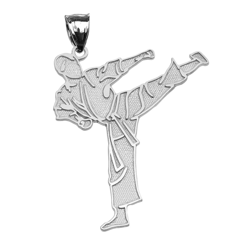 Karate Martial Arts Sterling Silver Pendant Necklace