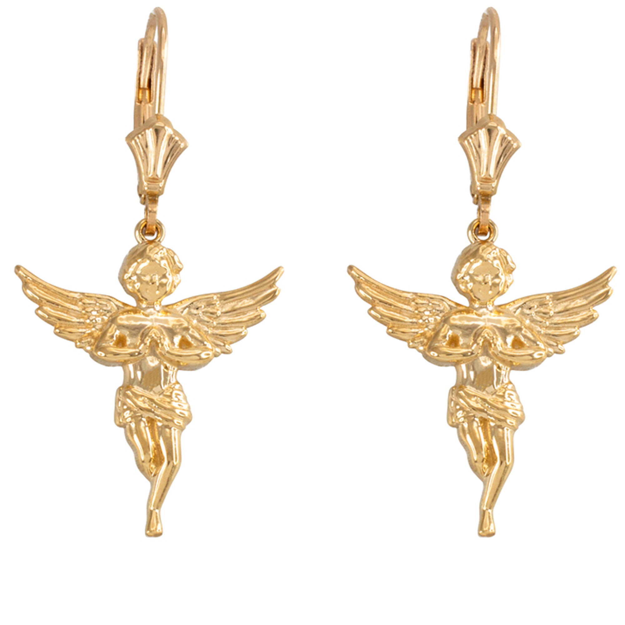 Gold Textured Praying Angels Earrings(Available in Yellow/Rose/White Gold)