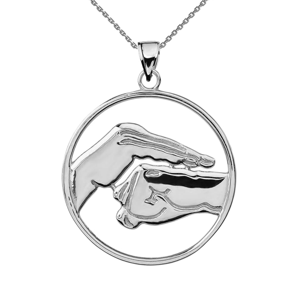 925 Sterling Silver Bao Quan Martial Arts Hand Symbol Pendant Necklace