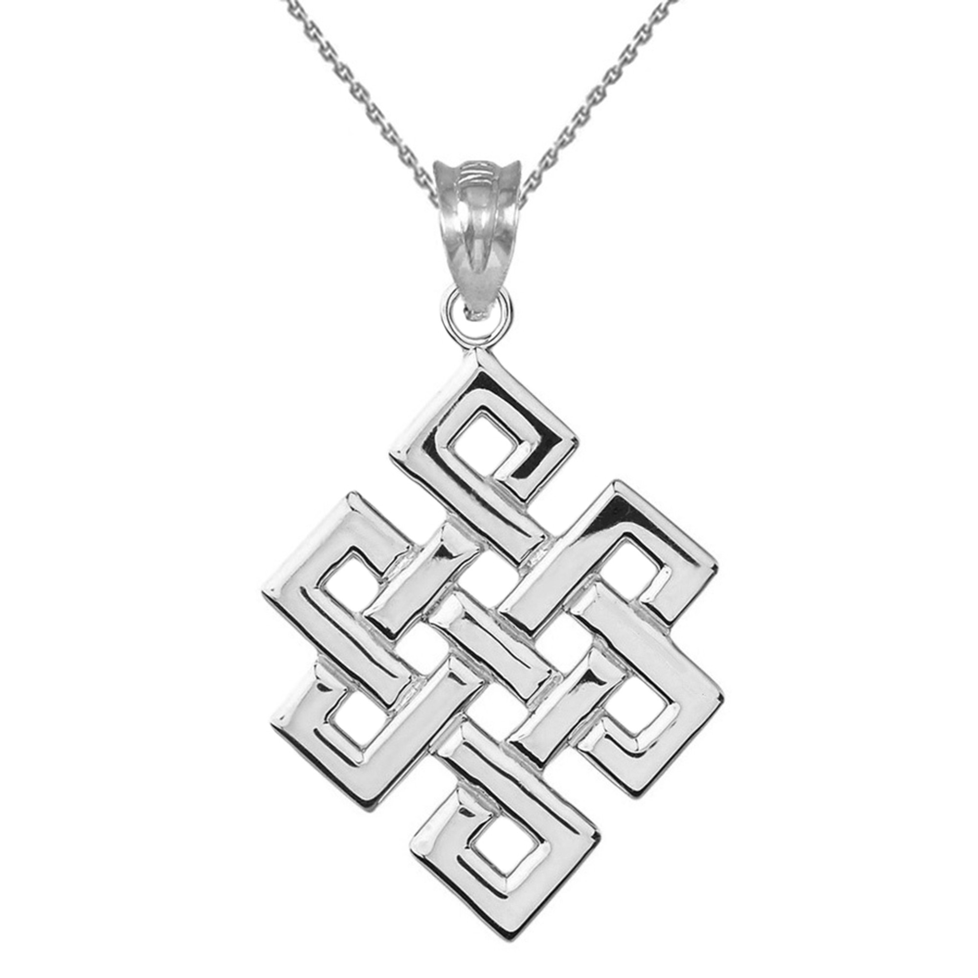 Sterling Silver Japanese Buddhist Eternity Knot Pendant