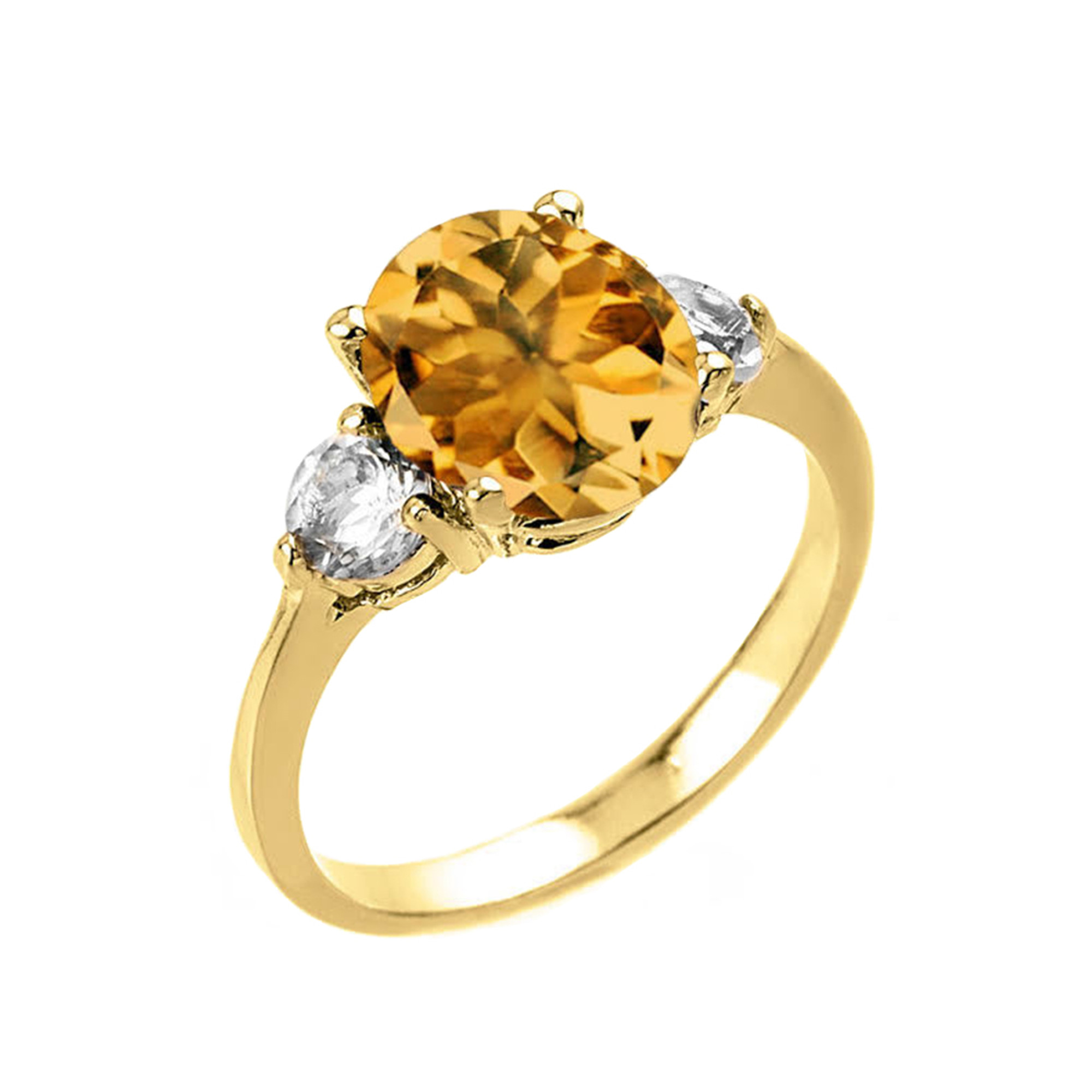 Oval Citrine Ring with Square Garnet Accents in 14k Yellow Gold – The  Castle Jewelry