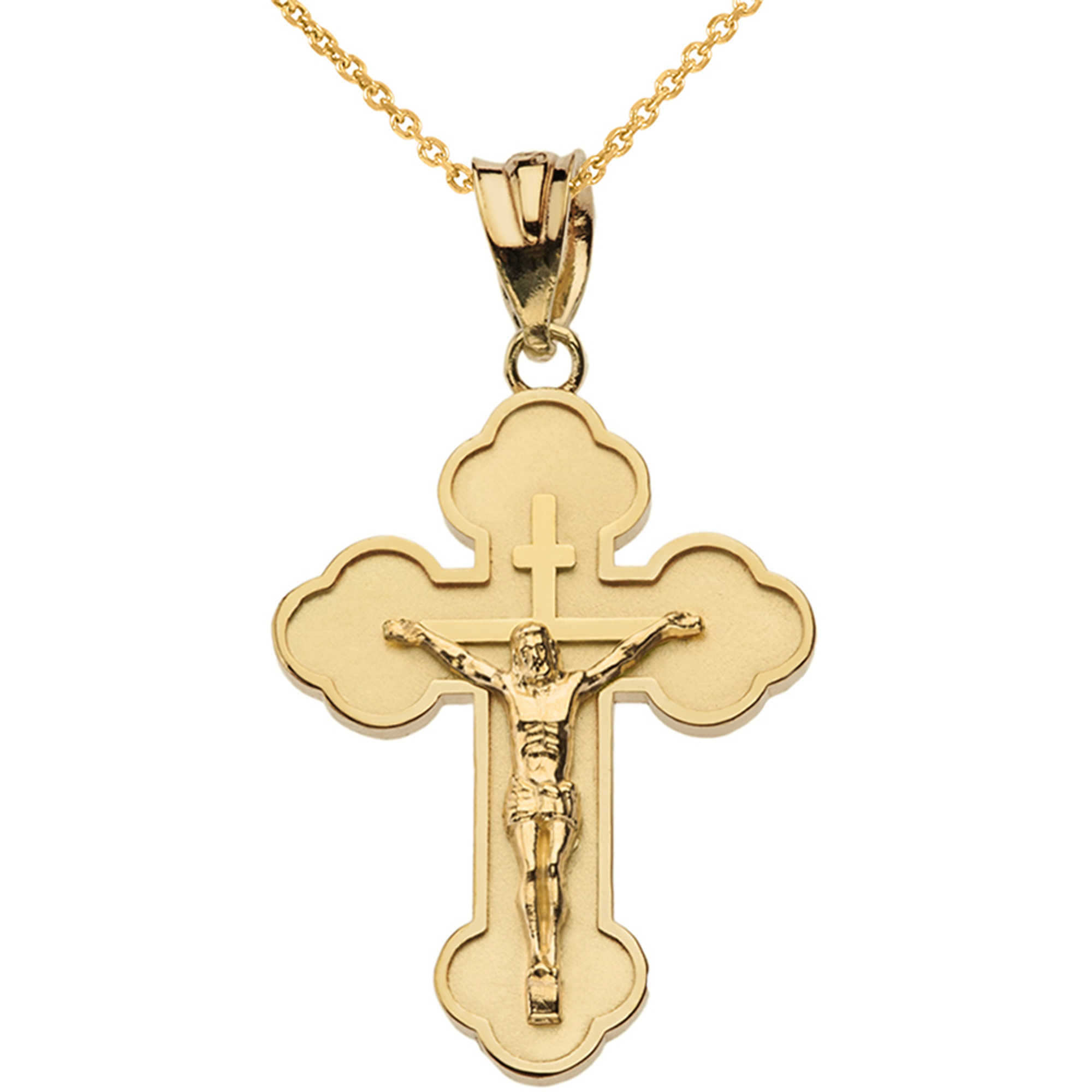 Olas d'Oro Necklace - 14K Yellow and White Gold Round Tube Cross with –  Robinson's Jewelers